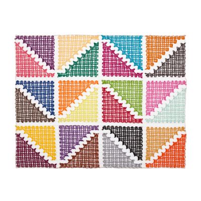 LUGAR AMERICANO DOBRÁVEL 46 CM X 36 CM BORDADO FILÉ GUERREIRO