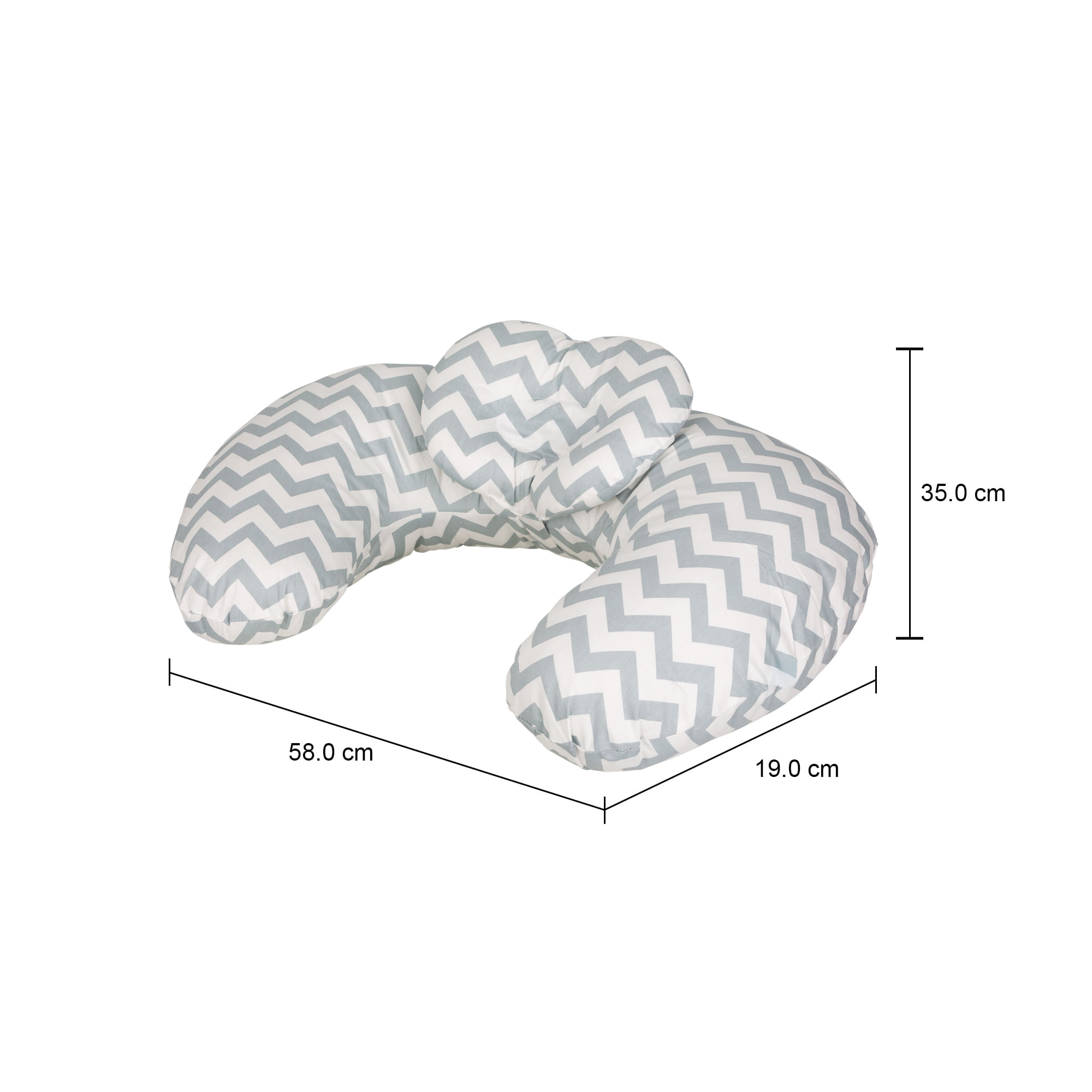 Almohada de lactancia Confecções Marquezzi Almofada de amamentação  estampada laço 60x50 - poá branco color gris ónix
