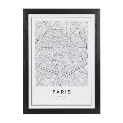 QUADRO 28 CM X 38 CM ROAD MAP PARIS