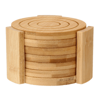 Porta-copos conjunto com 6 peças bamboo