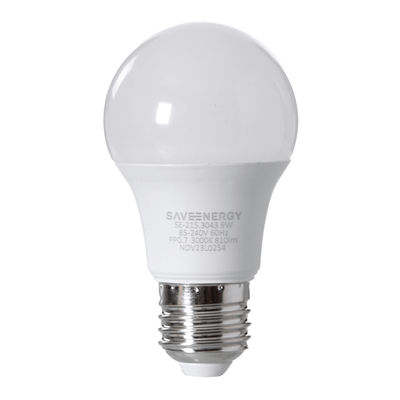 LÂMPADA DE LED LUZ AMARELA 9W 3000K A60 E27 127/220V SAVE ENERGY