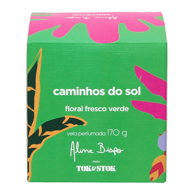 VELA PERFUMADA POTE FLORAL FRESCO VERDE CAMINHOS DO SOL