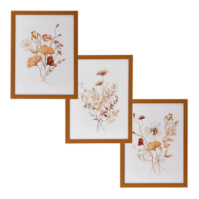 KIT QUADROS C/3 BROWN FLOWERS