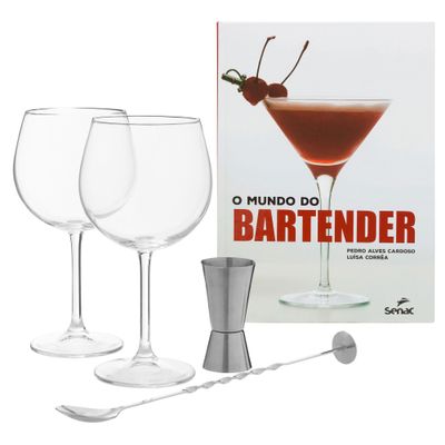 KIT LIVRO O MUNDO BARTENDER + TAÇA GIN