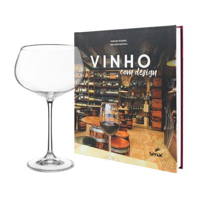 KIT LIVRO VINHO COM DESIGN + TAÇA