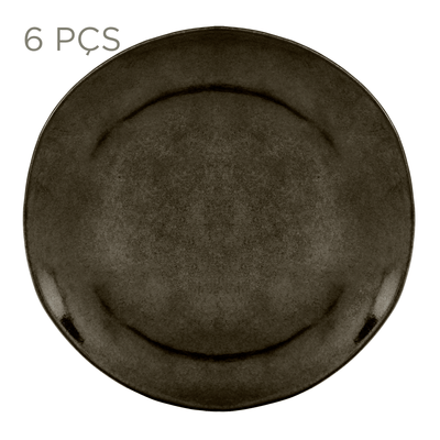 JOGO DE PRATO RASO C/6 PÇS GEO ORGÂNICO