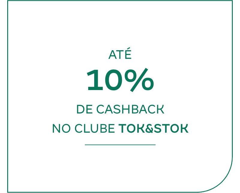 Ate 15% de cashback no clube tok stok